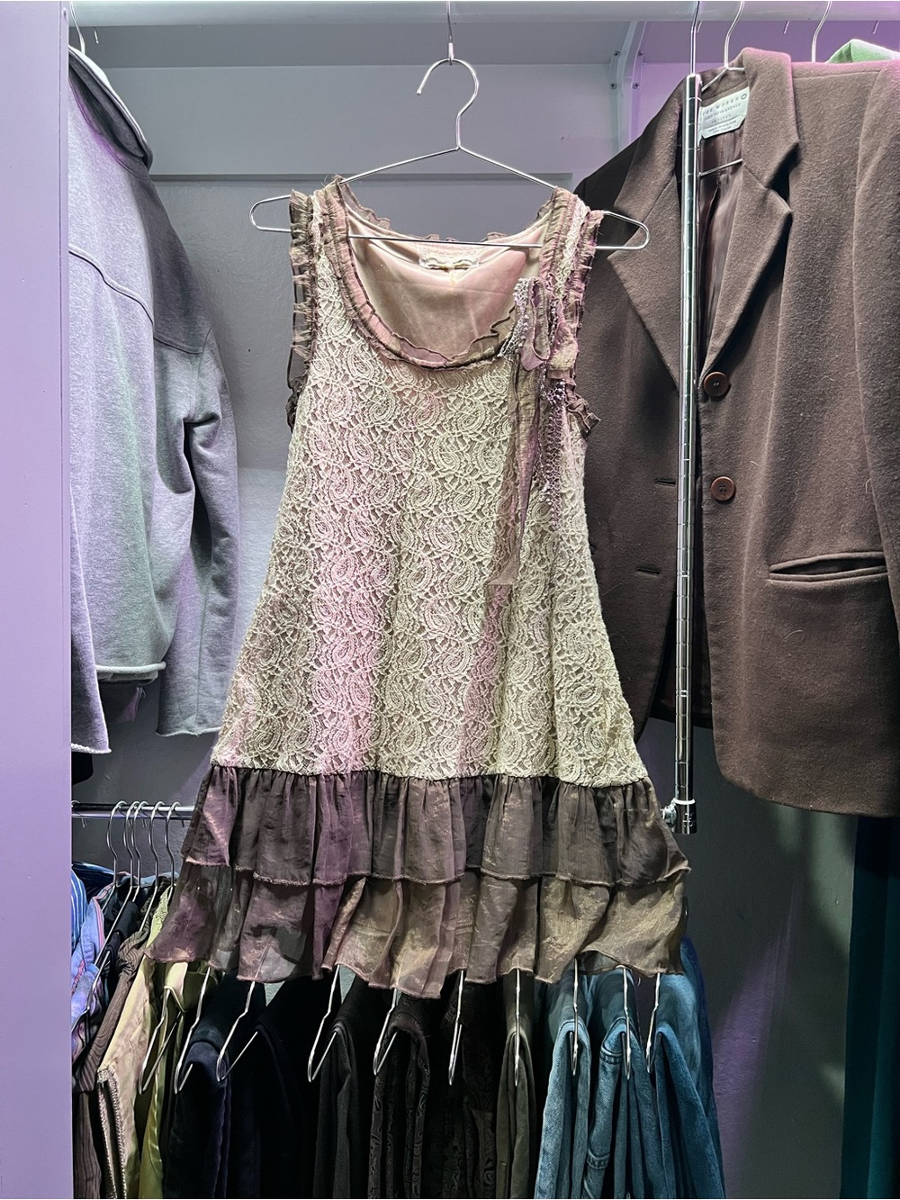 A'Reve Lace Bow Mini Dress